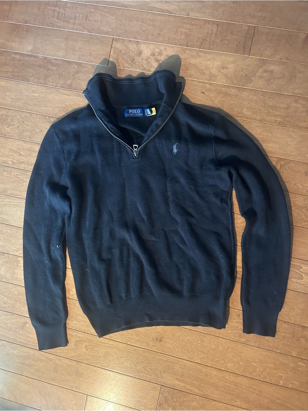 Ralph Lauren Navy Quarter-Zip Polo Sweater